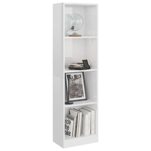 vidaXL Boekenkast met 4 schappen 40x24x142 cm hout hoogglans wit