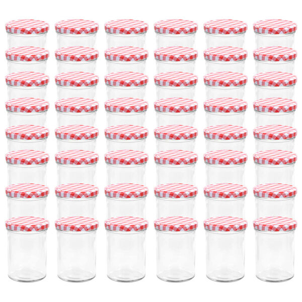 vidaXL Jampotten met wit met rode deksels 48 st 400 ml glas