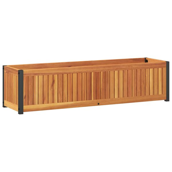 vidaXL Plantenbak 110x30x27,5 cm massief acaciahout en staal