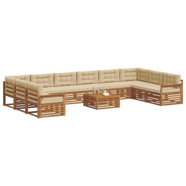vidaXL Sofa-Sets 11 pcs Natuurlijk en Beige Massief Acaciahout