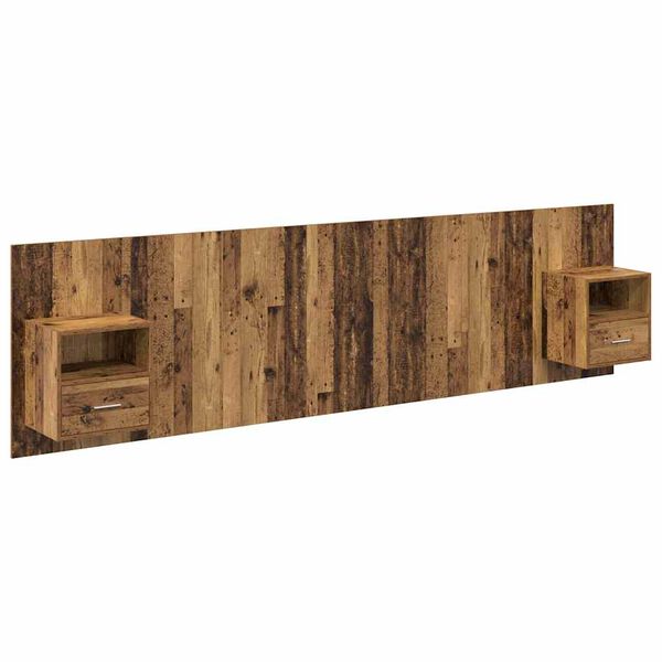 vidaXL Hoofdbord Met Kast met lade 3 pcs Oud Hout Bewerkt hout