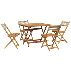 vidaXL 5-delige Tuinset poly rattan en massief hout beige
