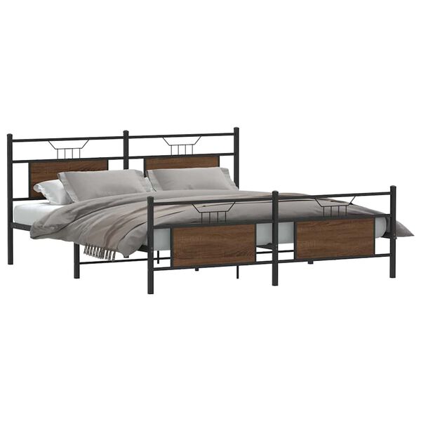 vidaXL Bedframe zonder matras metaal bruin eikenkleur 180x200 cm