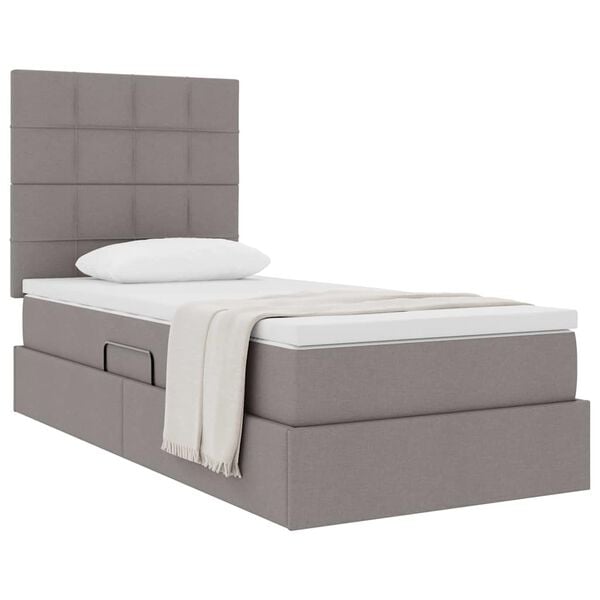 vidaXL Opslag bed met matras met matras Taupe 90 x 200 cm Polyester