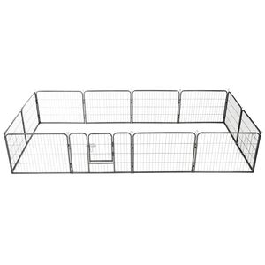 vidaXL Hondenren met 12 panelen 80x60 cm staal zwart