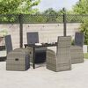vidaXL Tuin eettafelset met kussen 5 pcs Grijs poly rattan