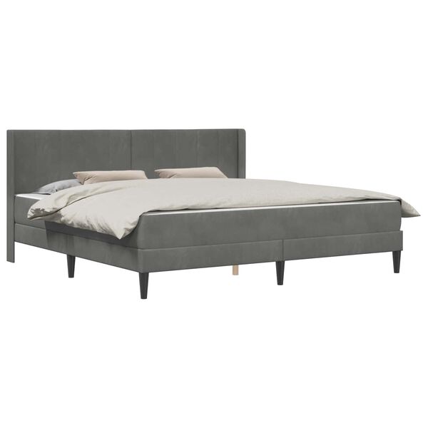 vidaXL Bedframe met matras met matras Donkergrijs 200 x 200 cm Fluweel