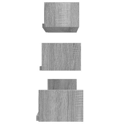 vidaXL Wandschappen 3 st bewerkt hout grijs sonoma eikenkleurig