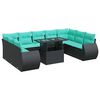 vidaXL 10-delige Loungeset met kussens poly rattan acacia zwart