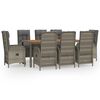 vidaXL 9-delige Tuinset met kussens poly rattan grijs