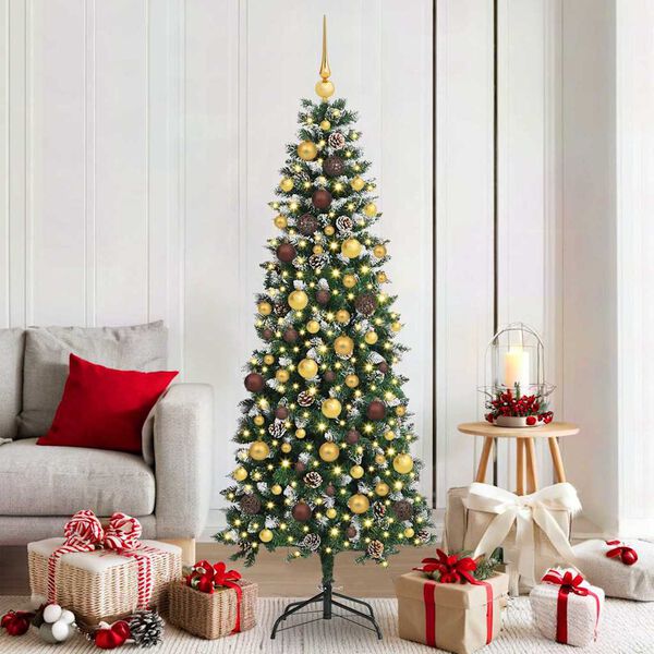 vidaXL Kunstkerstboom met 300 LED Groen 180 cm PVC en Plastic en Staal
