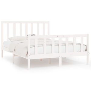 vidaXL Bedframe massief hout wit 140x190 cm