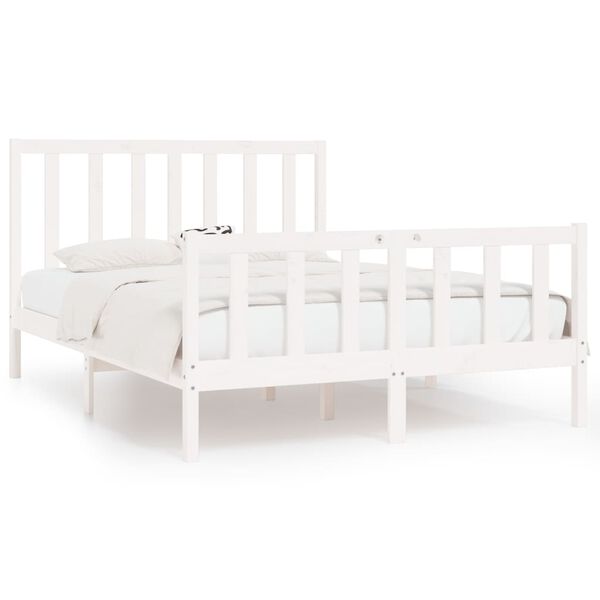 vidaXL Bedframe massief hout wit 140x190 cm