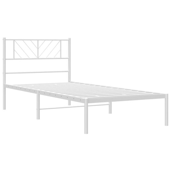 vidaXL Bedframe met hoofdbord zonder matras metaal wit 75x190 cm