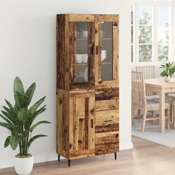 vidaXL Hoge kast met lade 2 pcs Oud Hout Bewerkt hout