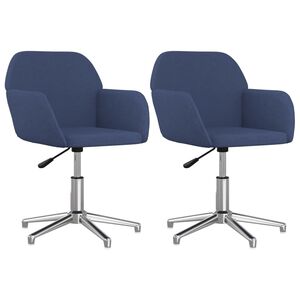 vidaXL Eetkamerstoelen 2 st draaibaar stof blauw