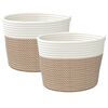 vidaXL Opbergmanden 2 st &Oslash; 24x18 cm katoen bruin en wit