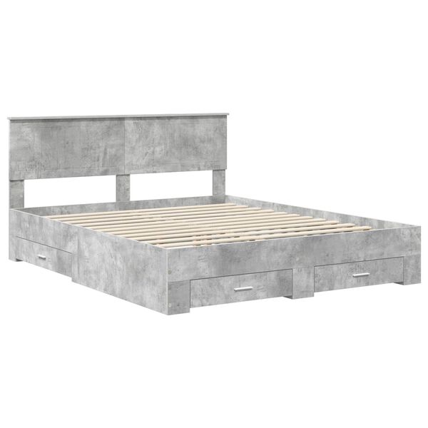 vidaXL Bedframe met hoofdeinde Beton Grijs 160 x 200 cm Bewerkt hout