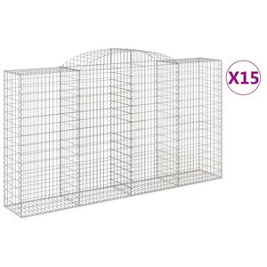 vidaXL Schanskorven 15 st gewelfd 300x50x160/180 cm ijzer