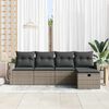 vidaXL Tuin Sofa Set met kussen met opslag 5 pcs Grijs Poly riet