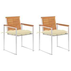 vidaXL Tuinstoelen 2 st met kussens massief acaciahout en staal
