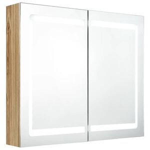 vidaXL Badkamerkast met spiegel en LED 80x12x68 cm eikenkleurig