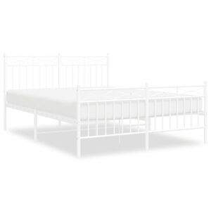 vidaXL Bedframe met hoofd- en voeteneinde metaal wit 140x190 cm