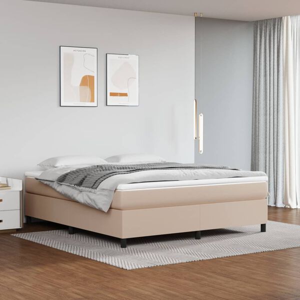 vidaXL Boxspring bed kunstleer cappuccinokleurig 180x200 cm