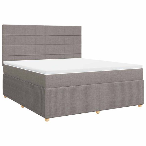 vidaXL Boxspring met matras stof taupe 180x200 cm