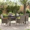 vidaXL Tuin eettafelset met kussen 5 pcs Grijs poly rattan