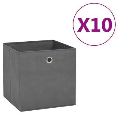 vidaXL Opbergboxen 10 st 28x28x28 cm nonwoven stof grijs