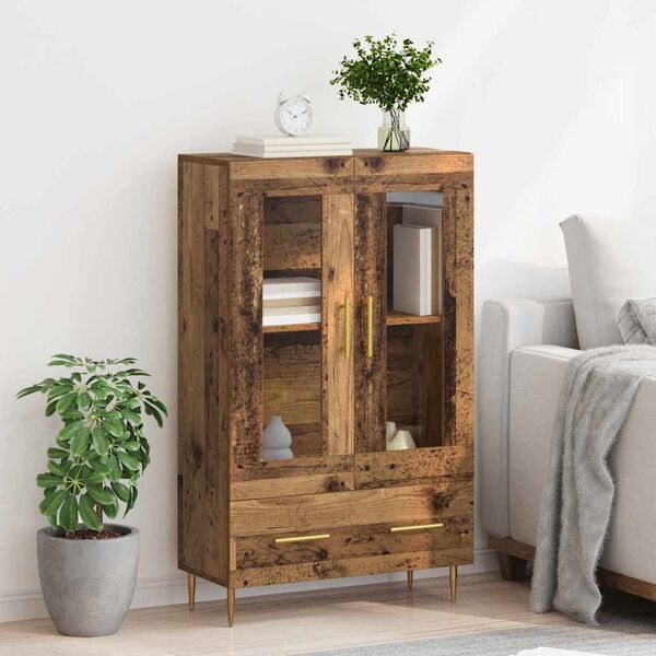 vidaXL Highboard Oud Hout 69,5 x 31 x 115 cm Geengineerd Hout en Glas