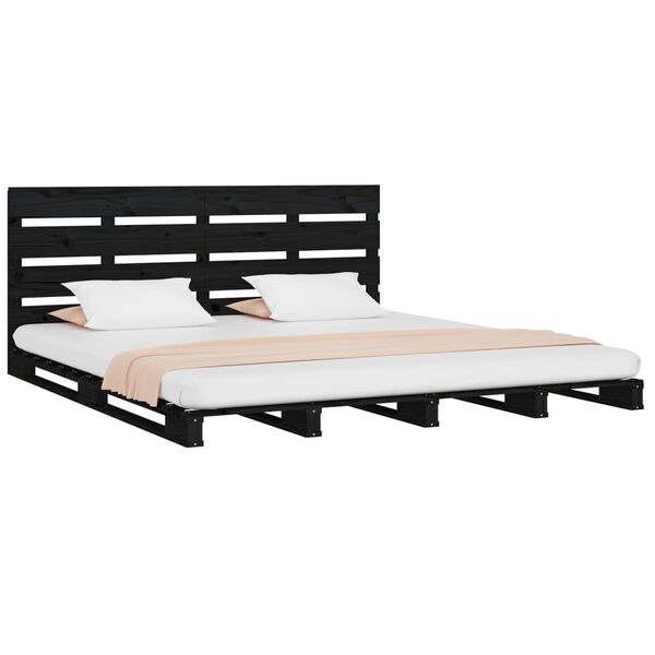 vidaXL Bedframe massief grenenhout zwart 140x190 cm