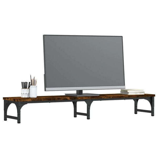 vidaXL Monitorstandaard 105x23x15,5 cm bewerkt hout gerookt eikenkleur