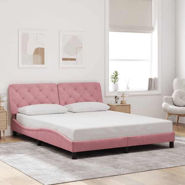 vidaXL Bedframe zonder matras fluweel roze 160x200 cm