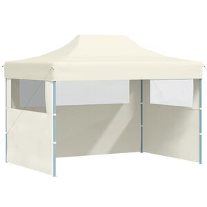 vidaXL Partytent met 3 zijwanden inklapbaar 3x4 m staal cr&egrave;me