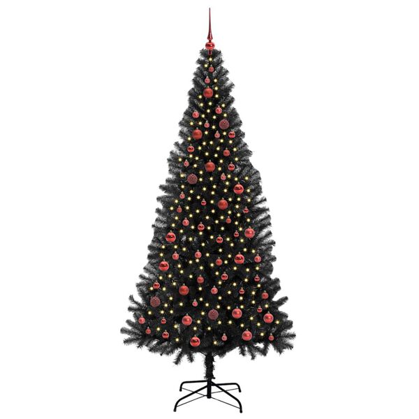 vidaXL Kerstboom met 300 LED met standaard Zwart 210 cm PVC