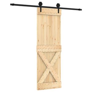 vidaXL Schuifdeur Naturel en Zwart 70 x 210 cm Massief Grenenhout