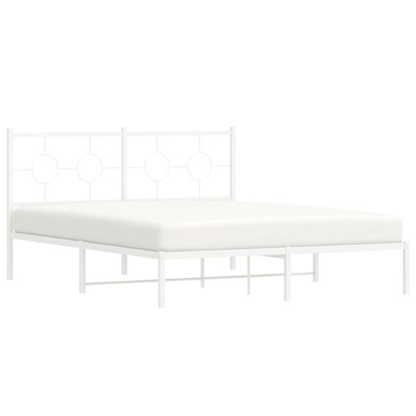 vidaXL Bedframe met hoofdbord metaal wit 150x200 cm