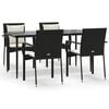 vidaXL 5-delige Tuinset met kussens poly rattan zwart