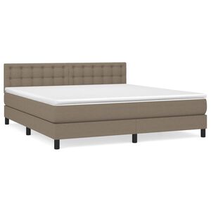 vidaXL Boxspring met matras stof taupe 160x200 cm