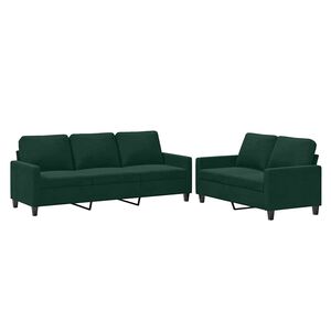 vidaXL 2-delige Loungeset met kussens fluweel donkergroen