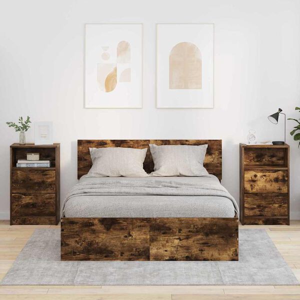 vidaXL Nachtkastjes 2 pcs Gerookt eiken 40 x 30 x 467 cm Bewerkt hout