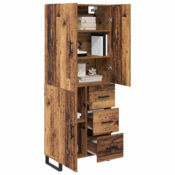 vidaXL Hoge kast met lade 2 pcs Oud Hout 69,5 x 34 x 180 cm