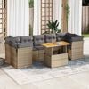 vidaXL 8-delige Loungeset met kussens poly rattan beige