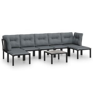 vidaXL 8-delige Loungeset poly rattan zwart en grijs