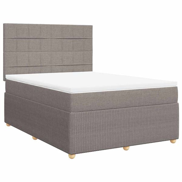 vidaXL Boxspring met matras stof taupe 140x200 cm