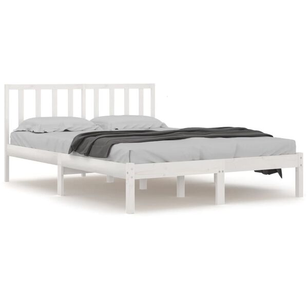 vidaXL Bedframe massief grenenhout wit 120x190 cm