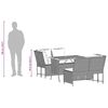 vidaXL 3-delige Loungeset met kussens poly rattan zwart