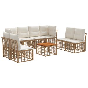 vidaXL Buiten bankenset 9 pcs Natuurlijk en Cr&egrave;me Wit Polyester